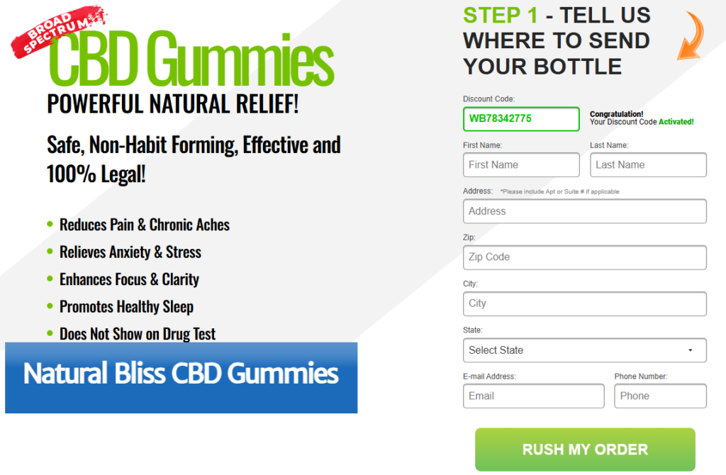 Natural Bliss CBD Gummies Order